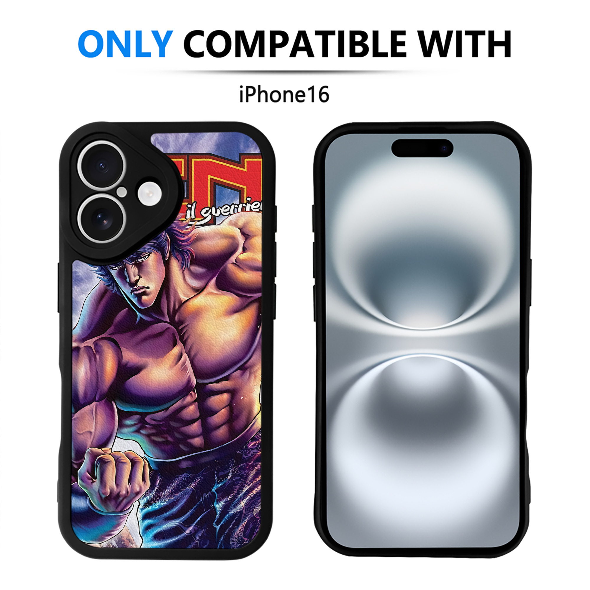 （画像用） 北斗の拳 Fist of the North Star 【iPhone 16シリーズ対応】シリコンスマホケース（レザー調） 材質：シリコン